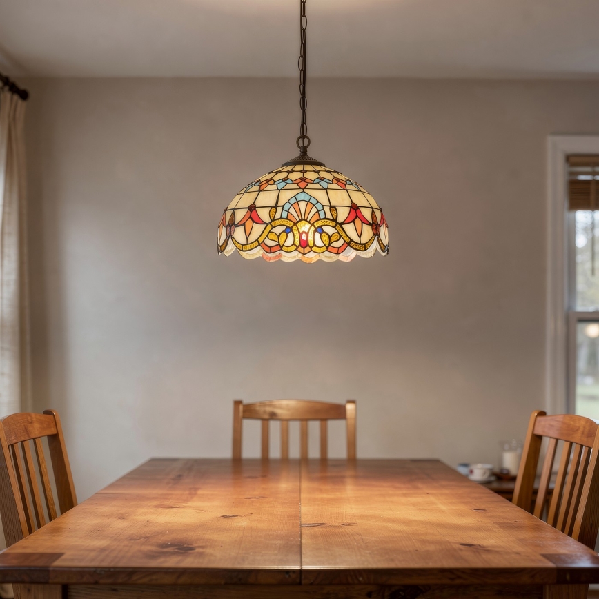 Brilagi - Tiffany glas-in-lood kroonluchter aan ketting MIRABELLA 1xE27/60W/230V Ø 40 cm