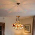 Brilagi - Tiffany glas-in-lood kroonluchter aan ketting MIRABELLA 3xE27/60W/230V Ø 50 cm