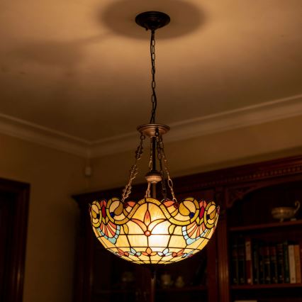 Brilagi - Tiffany glas-in-lood kroonluchter aan ketting MIRABELLA 3xE27/60W/230V Ø 50 cm
