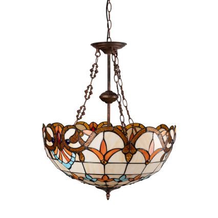 Brilagi - Tiffany glas-in-lood kroonluchter aan ketting MIRABELLA 3xE27/60W/230V Ø 50 cm