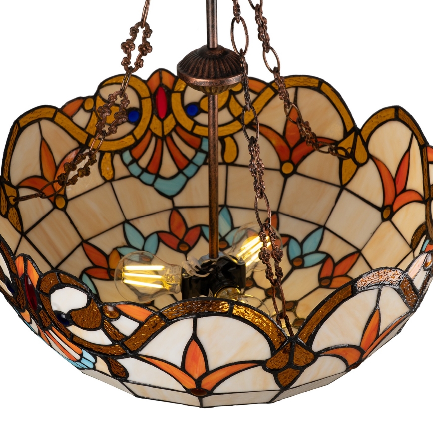 Brilagi - Tiffany glas-in-lood kroonluchter aan ketting MIRABELLA 3xE27/60W/230V Ø 50 cm