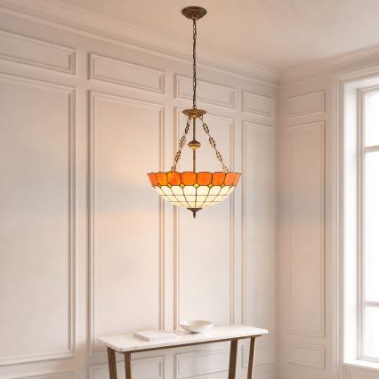 Brilagi - Tiffany glas-in-lood kroonluchter aan ketting SIENNA 3xE27/60W/230V Ø 50 cm