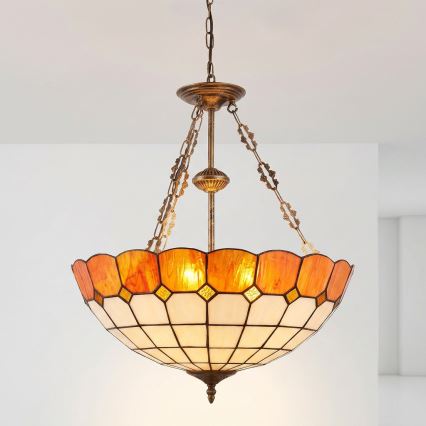 Brilagi - Tiffany glas-in-lood kroonluchter aan ketting SIENNA 3xE27/60W/230V Ø 50 cm