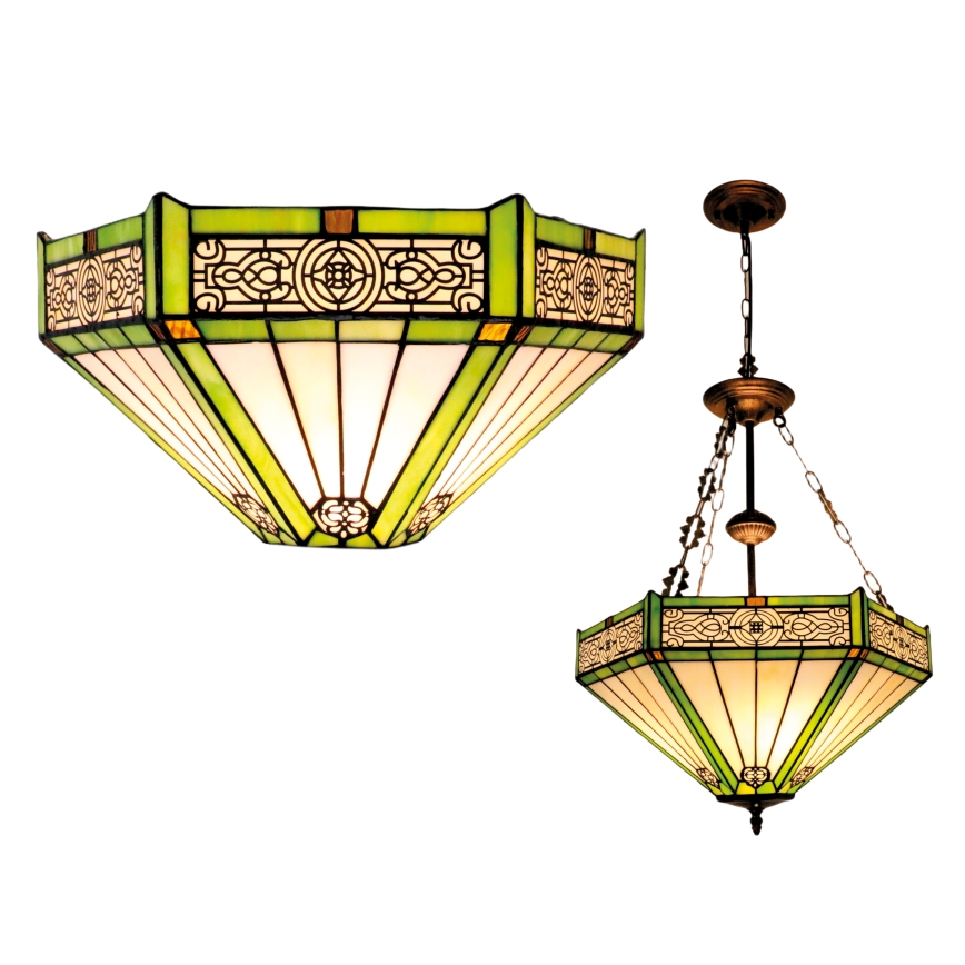 BRILAGI - Tiffany glas-in-lood kroonluchter met ketting EMERALD 3xE27/60W/230V Ø 50 cm
