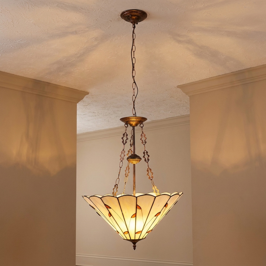 Brilagi - Tiffany glas-in-lood kroonluchter met ketting FOLIA 3xE27/60W/230V Ø 50 cm