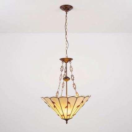 Brilagi - Tiffany glas-in-lood kroonluchter met ketting FOLIA 3xE27/60W/230V Ø 50 cm