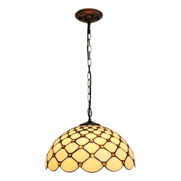 BRILAGI - Tiffany glas-in-lood kroonluchter met ketting IVORY SMOOTH 1xE27/60W/230V Ø 40 cm