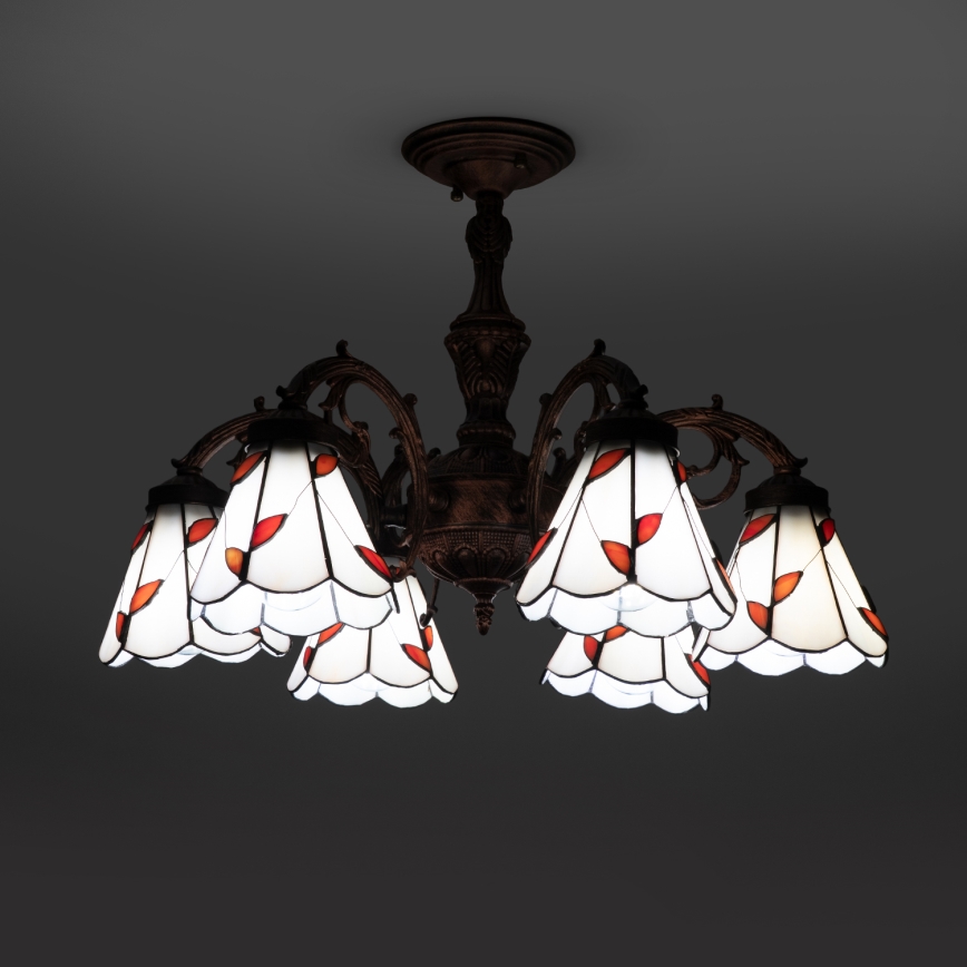 Brilagi - Tiffany glas-in-lood plafondlamp FOLIA 6xE27/60W/230V Ø 60 cm