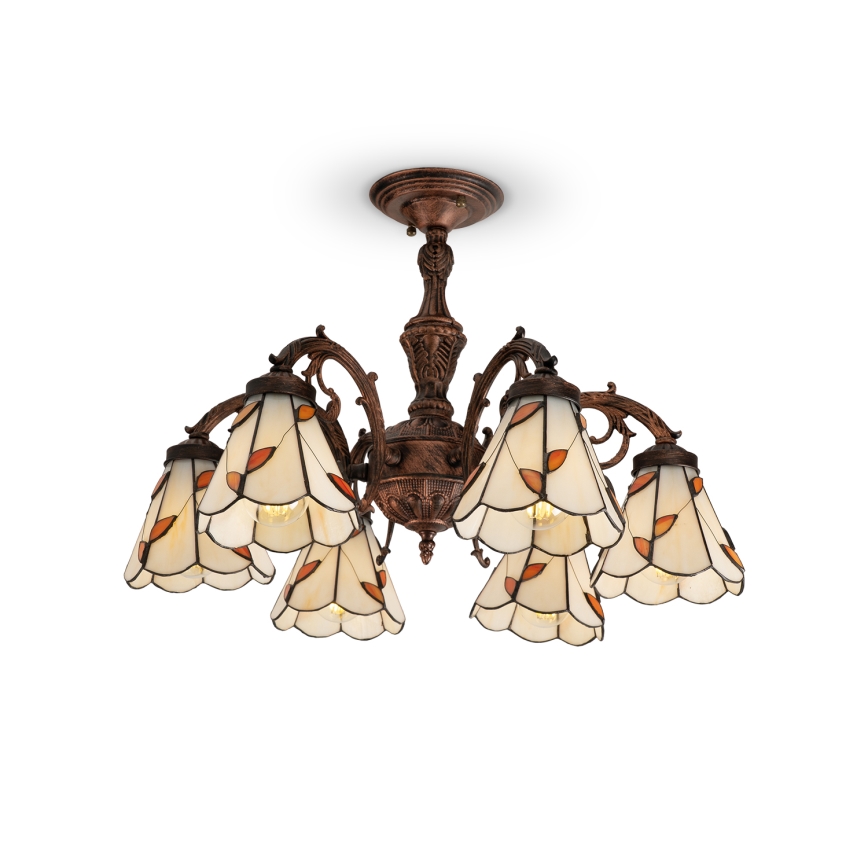 Brilagi - Tiffany glas-in-lood plafondlamp FOLIA 6xE27/60W/230V Ø 60 cm