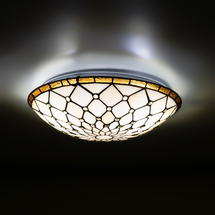 Brilagi - Tiffany glas-in-lood plafondlamp ivoor 2xE27/60W/230V Ø 40 cm