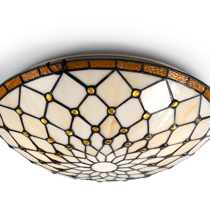 Brilagi - Tiffany glas-in-lood plafondlamp ivoor 2xE27/60W/230V Ø 40 cm