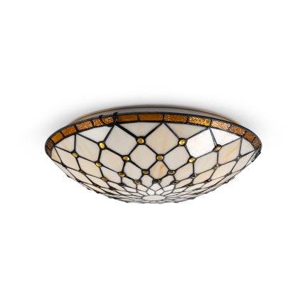 BRILAGI - Tiffany glas-in-lood plafondlamp IVORY 2xE27/60W/230V Ø 40 cm