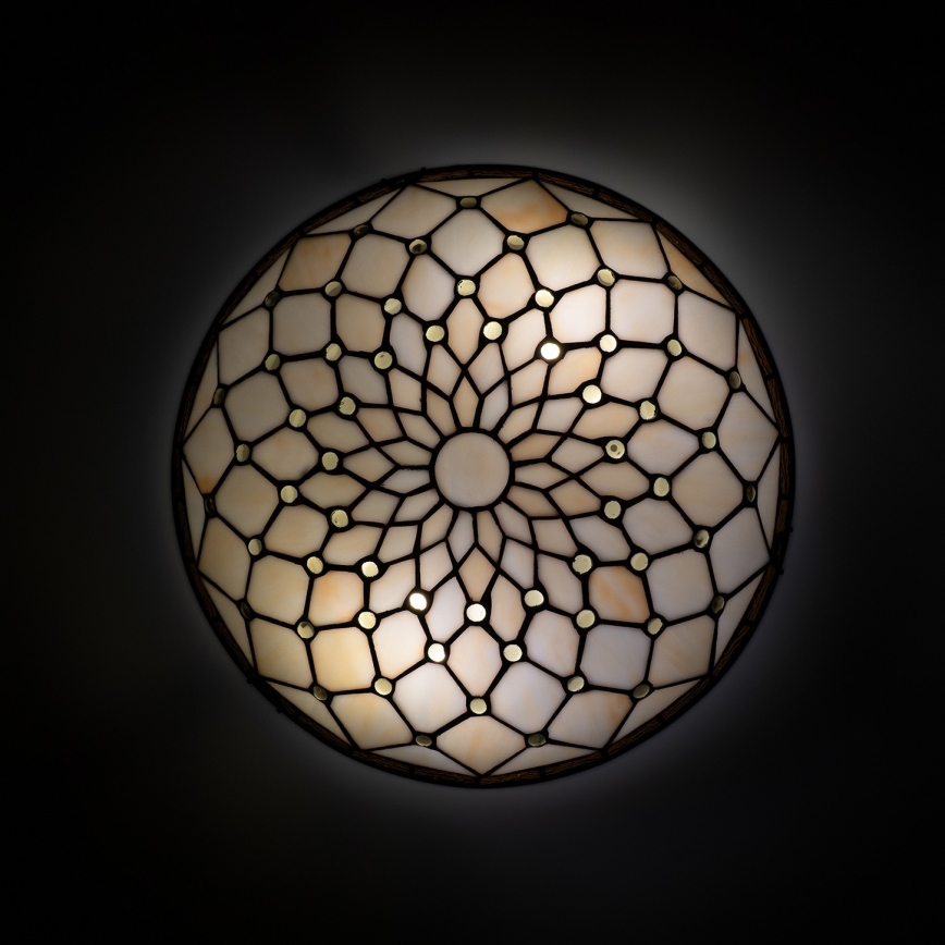 BRILAGI - Tiffany glas-in-lood plafondlamp IVORY 2xE27/60W/230V Ø 40 cm
