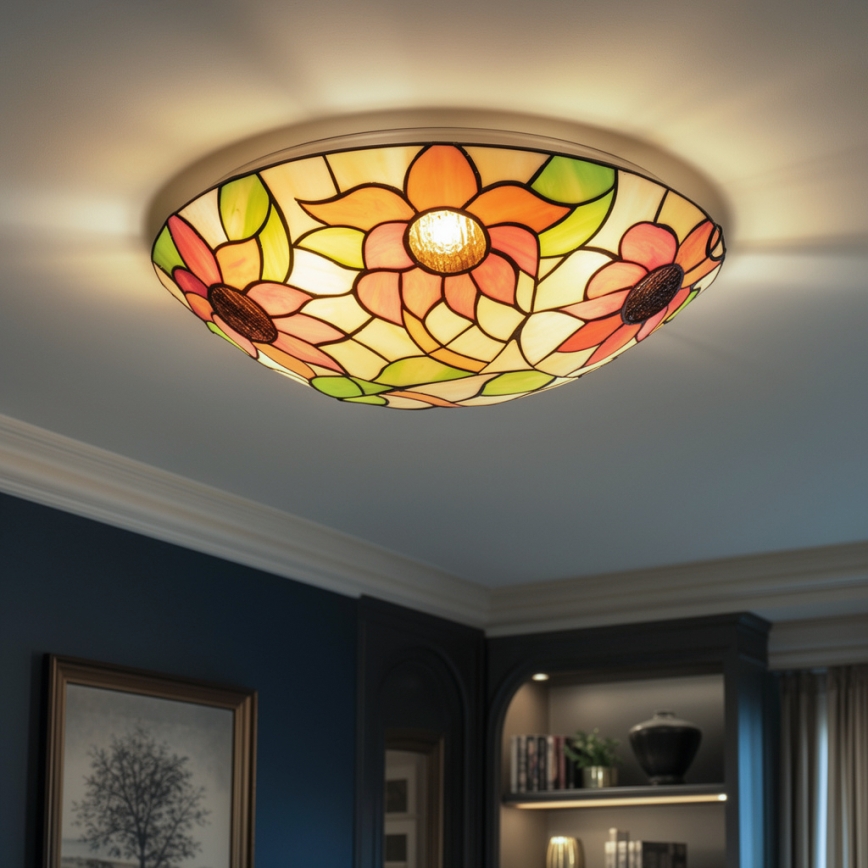 Brilagi - Tiffany glas-in-lood plafondlamp SUNFLOWER 2xE27/60W/230V Ø 40 cm