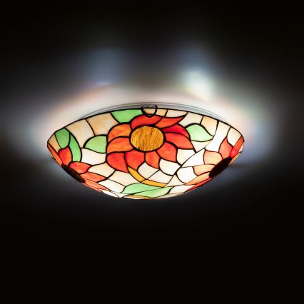 Brilagi - Tiffany glas-in-lood plafondlamp SUNFLOWER 2xE27/60W/230V Ø 40 cm