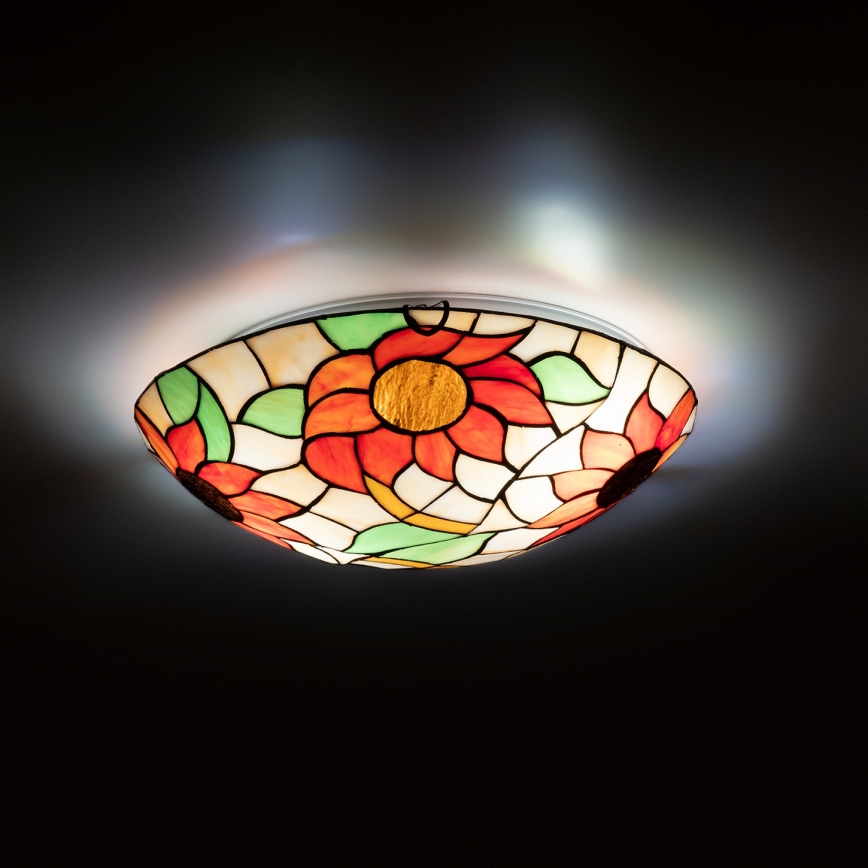 Brilagi - Tiffany glas-in-lood plafondlamp SUNFLOWER 2xE27/60W/230V Ø 40 cm
