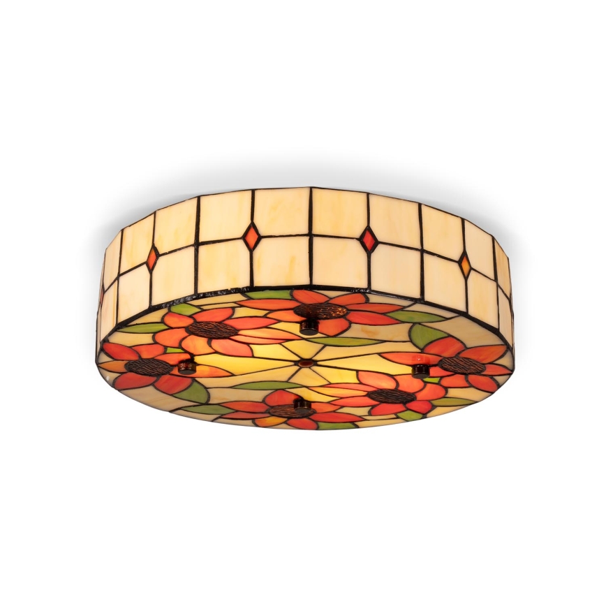 BRILAGI - Tiffany glas-in-lood plafondlamp SUNFLOWER 2xE27/60W/230V Ø 40 cm
