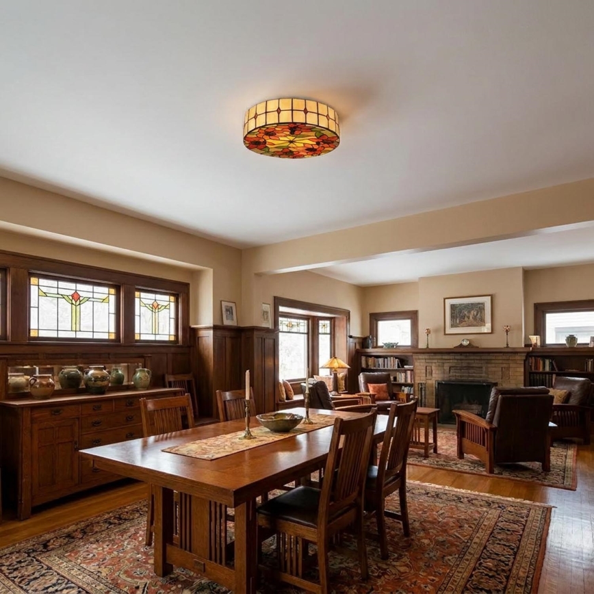 Brilagi - Tiffany glas-in-lood plafondlamp SUNFLOWER 3xE27/60W/230V Ø 40 cm