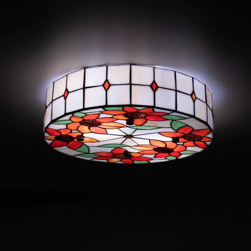 Brilagi - Tiffany glas-in-lood plafondlamp SUNFLOWER 3xE27/60W/230V Ø 40 cm