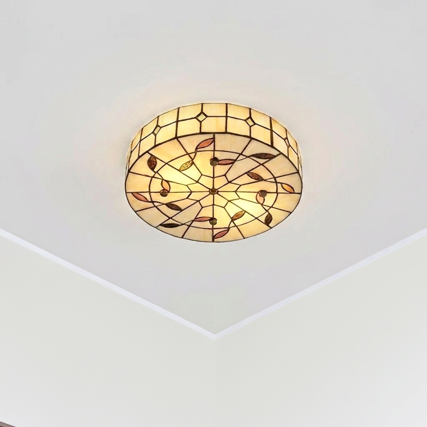 Brilagi - Tiffany glas-in-lood plafonnière FOLIA 3xE27/60W/230V pr. 40 cm