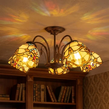 Brilagi - Tiffany glas-in-lood plafonnière MIRABELLA 5xE27/60W/230V Ø 60 cm