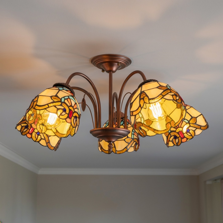 Brilagi - Tiffany glas-in-lood plafonnière MIRABELLA 5xE27/60W/230V Ø 60 cm