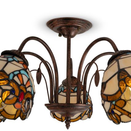 Brilagi - Tiffany glas-in-lood plafonnière MIRABELLA 5xE27/60W/230V Ø 60 cm
