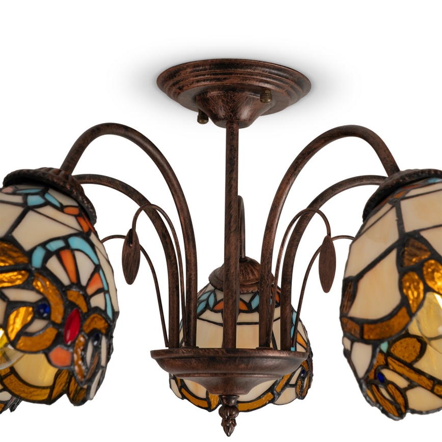 Brilagi - Tiffany glas-in-lood plafonnière MIRABELLA 5xE27/60W/230V Ø 60 cm
