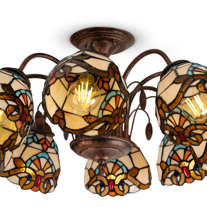 Brilagi - Tiffany glas-in-lood plafonnière MIRABELLA 8xE27/60W/230V Ø 68 cm