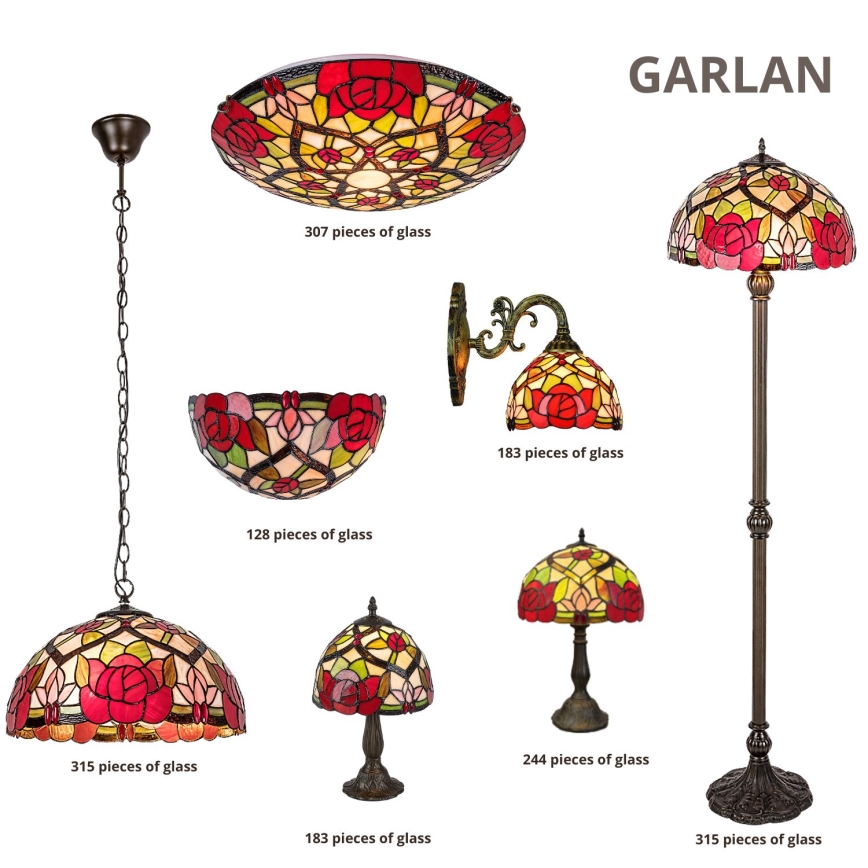 Brilagi - Tiffany glas-in-lood tafellamp GARLAN 1xE27/40W/230V
