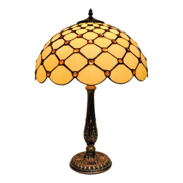 BRILAGI - Tiffany glas-in-lood tafellamp IVORY SMOOTH 2xE27/60W/230V