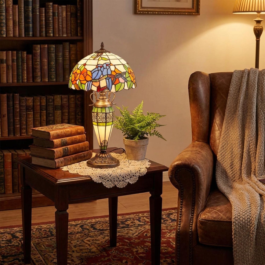 Brilagi - Tiffany glas-in-lood tafellamp JUNGLE 1xE27/60W/230V + 1xE14/40W