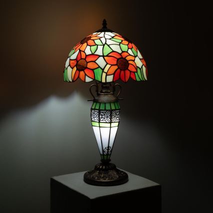 Brilagi - Tiffany glas-in-lood tafellamp SUNFLOWER 1xE27/60W/230V + 1xE14/40W