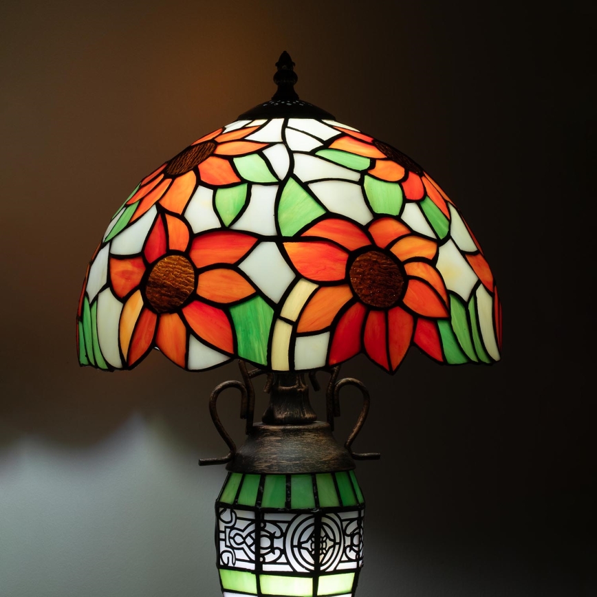 Brilagi - Tiffany glas-in-lood tafellamp SUNFLOWER 1xE27/60W/230V + 1xE14/40W