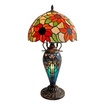 Brilagi - Tiffany glas-in-lood tafellamp SUNFLOWER 1xE27/60W/230V + 1xE14/40W