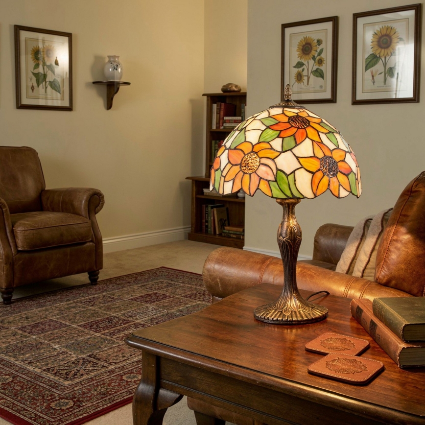 Brilagi - Tiffany glas-in-lood tafellamp SUNFLOWER 1xE27/60W/230V