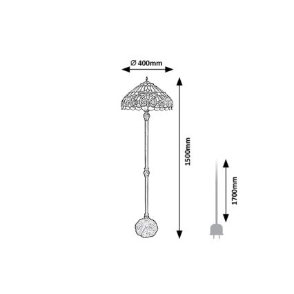 Brilagi - Tiffany glas-in-lood vloerlamp LUISA 2xE27/60W/230V
