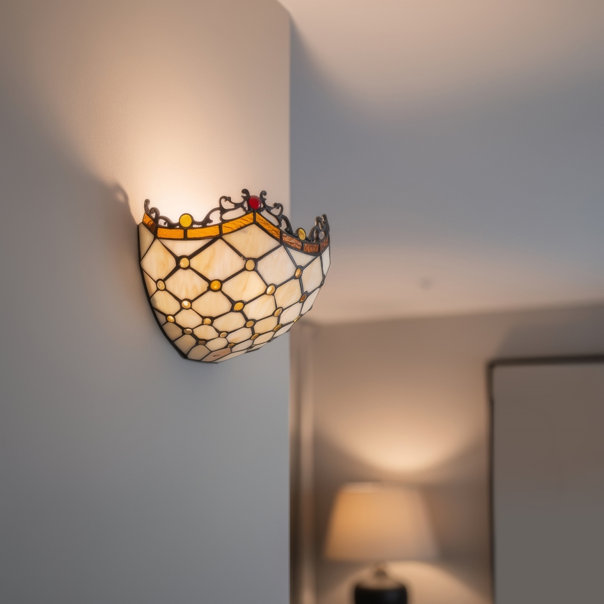 Brilagi - Tiffany glas-in-lood wandlamp Ivoor 1xE14/40W/230V