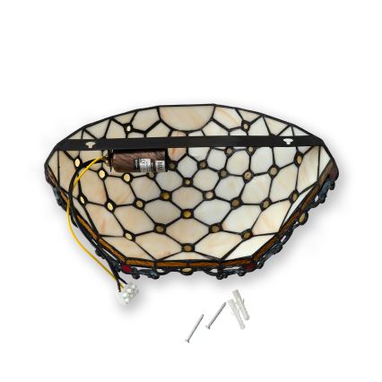 Brilagi - Tiffany glas-in-lood wandlamp Ivoor 1xE14/40W/230V