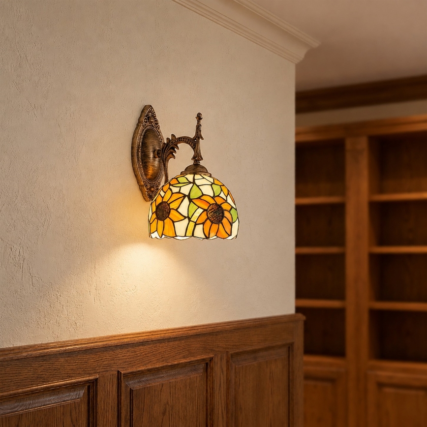 Brilagi - Tiffany glas-in-lood wandlamp SUNFLOWER 1xE14/40W/230V