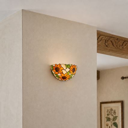 Brilagi - Tiffany glas-in-lood wandlamp SUNFLOWER 1xE14/40W/230V