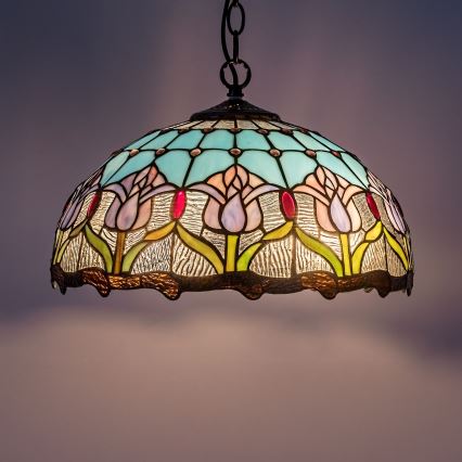 Brilagi - Tiffany glas-in-loodkroonluchter aan ketting LORAS 2xE27/60W/230V