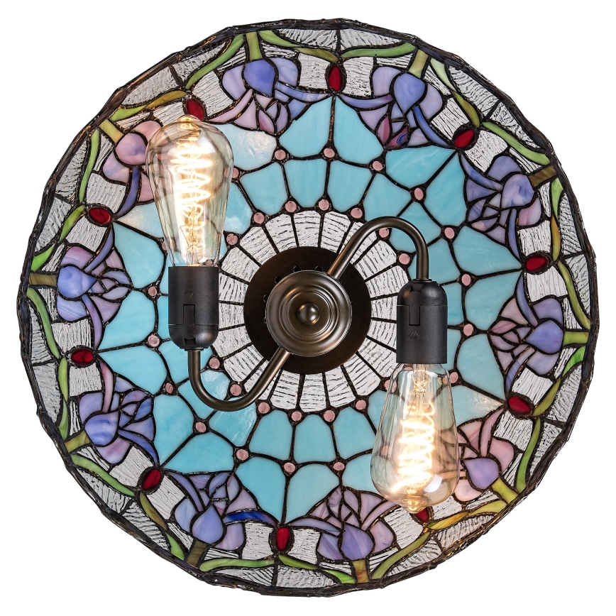 Brilagi - Tiffany glas-in-loodkroonluchter aan ketting LORAS 2xE27/60W/230V