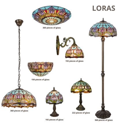 Brilagi - Tiffany glas-in-loodkroonluchter aan ketting LORAS 2xE27/60W/230V