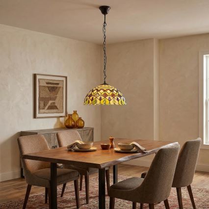 Brilagi - Tiffany glas-in-loodkroonluchter aan ketting MARGARET 2xE27/60W/230V