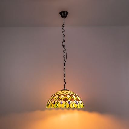 Brilagi - Tiffany glas-in-loodkroonluchter aan ketting MARGARET 2xE27/60W/230V