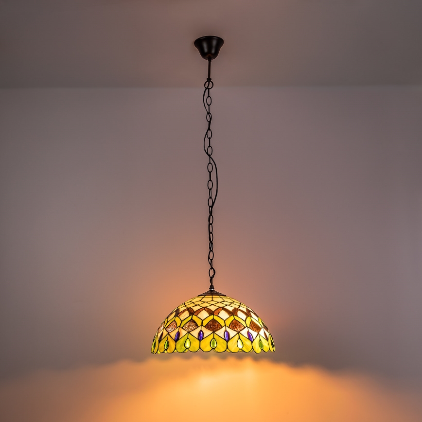 Brilagi - Tiffany glas-in-loodkroonluchter aan ketting MARGARET 2xE27/60W/230V