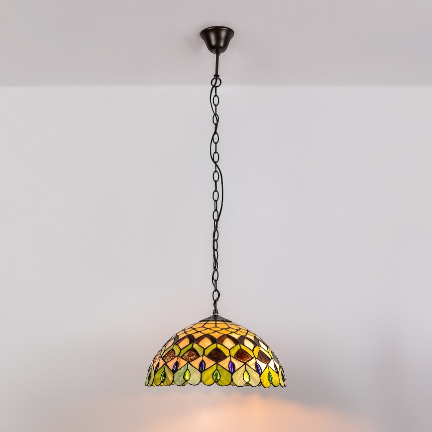 Brilagi - Tiffany glas-in-loodkroonluchter aan ketting MARGARET 2xE27/60W/230V