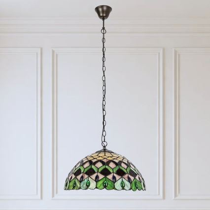 Brilagi - Tiffany glas-in-loodkroonluchter aan ketting MARGARET 2xE27/60W/230V