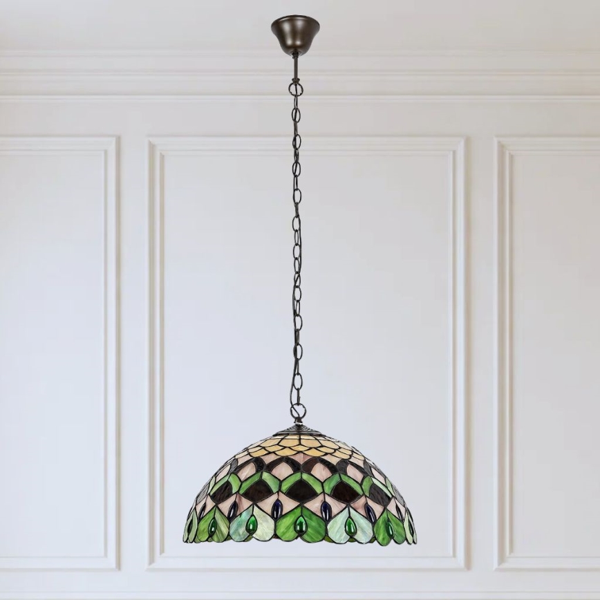 Brilagi - Tiffany glas-in-loodkroonluchter aan ketting MARGARET 2xE27/60W/230V